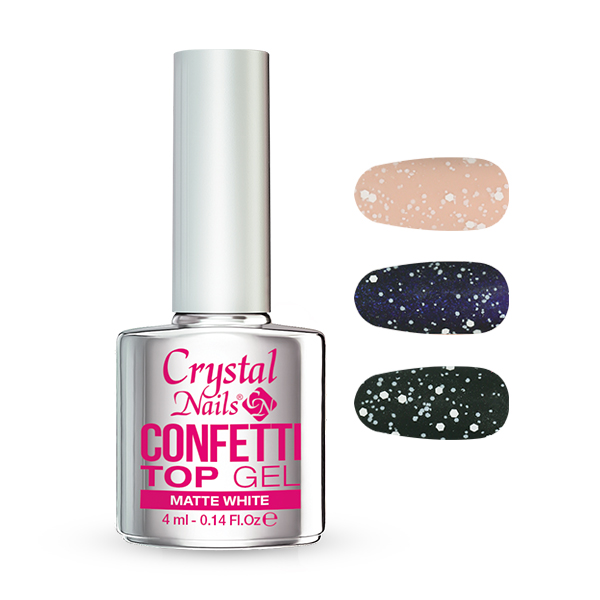 Crystal Nails Confetti Top Gel - Matte White 4ml