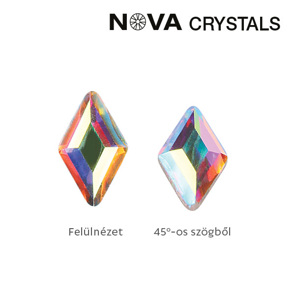 Crystal Nails NOVA Crystals Gems Formakő – 3×5 mm rombusz (crystal AB)
